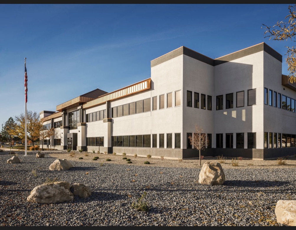 Corporate campus with landscaped grounds