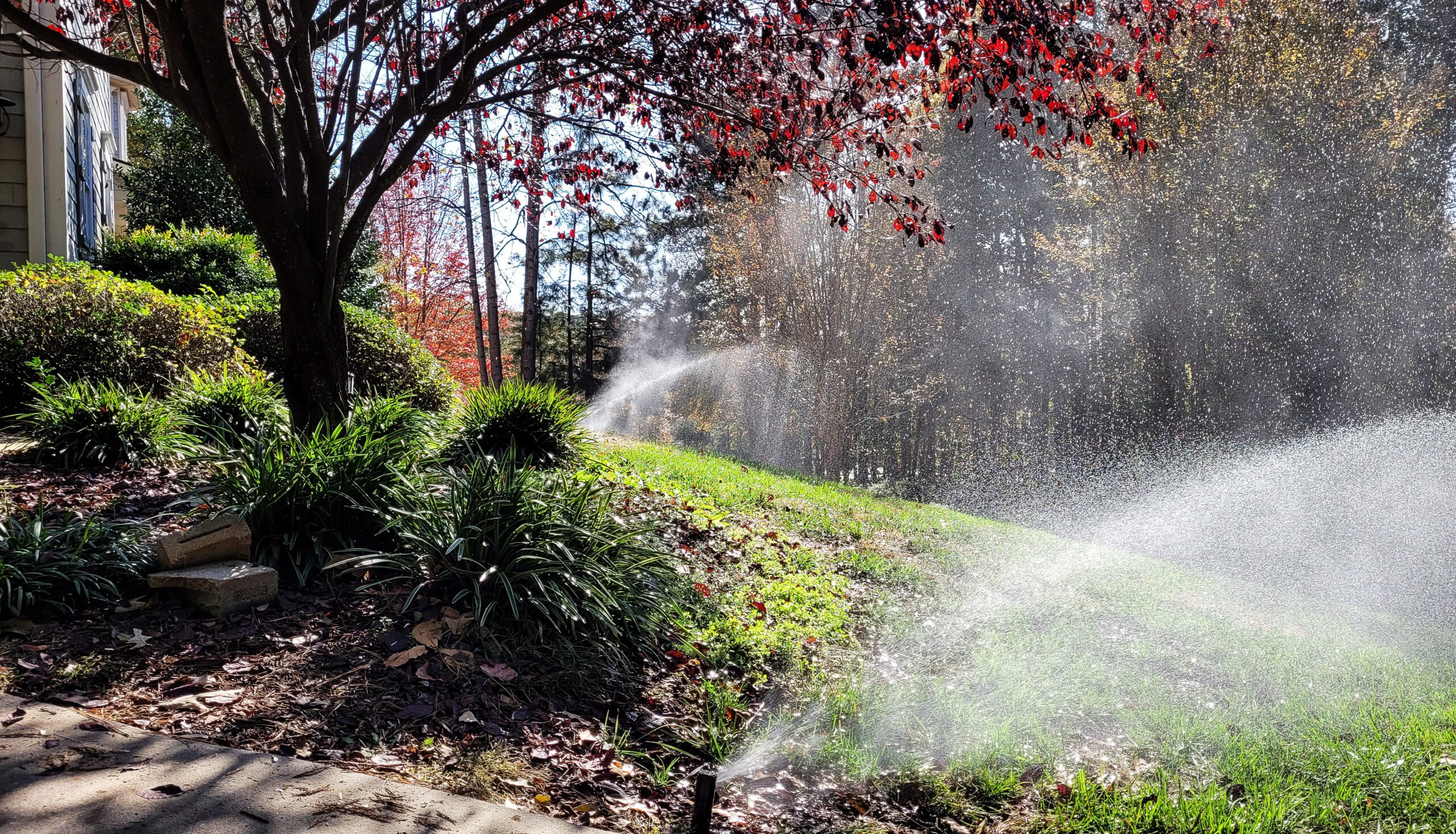 Irrigation system being blown out for winter
