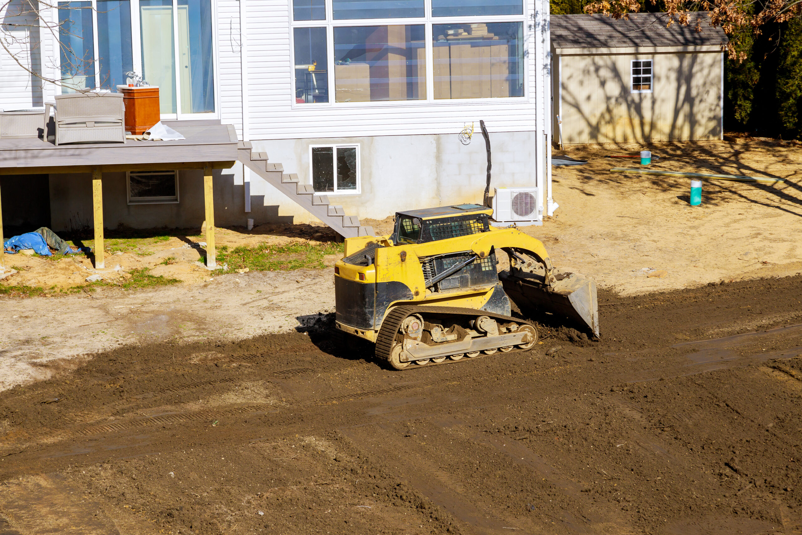 Grading and soil preparation on a commercial site