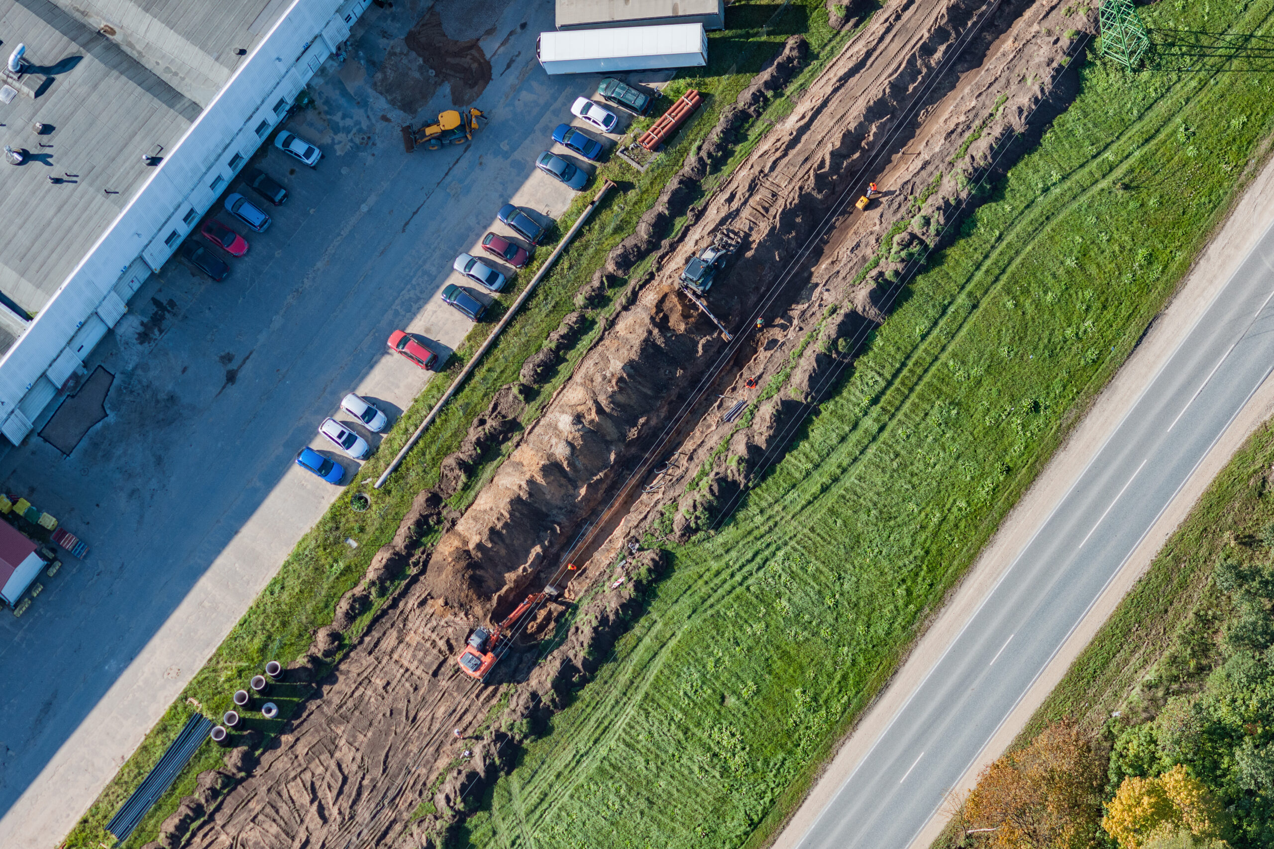 Landscape installation underway at a new commercial building