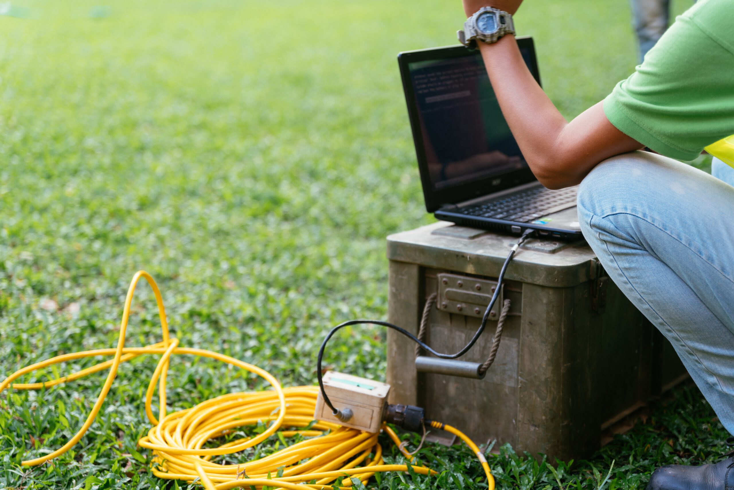 Technician programming a smart irrigation controller