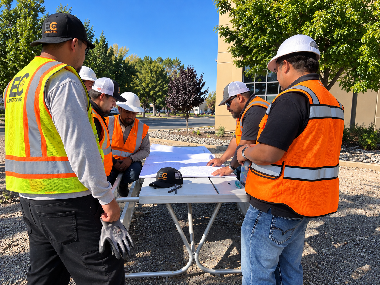 Landscape plans being reviewed on site